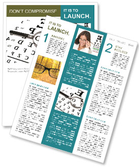 Eye Testing Chart Examined With Close-Up Magnifying Glass Newsletter Template