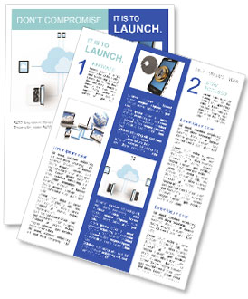 A laptop computer connected to a cloud powerpoint presentation Newsletter Template