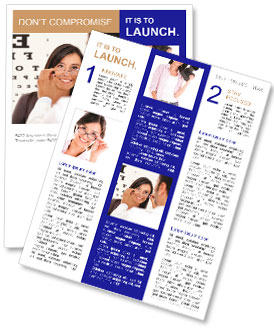 Vision Test At Doctor's Office: Woman With Glasses Newsletter Template