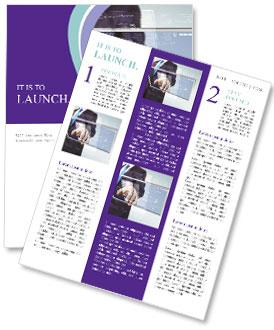 Blue-Suited Businessman Utilizing Digital Virtual Screen For Work Newsletter Template