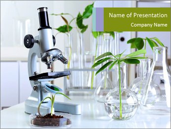 Biology Laboratory: Exploring With Green Plants And Scientific Equipment PowerPoint Template