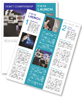 Virtual Graphs, Charts, And Diagrams Touched By Businessman's Hand Newsletter Template