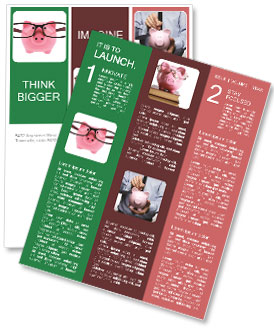 Isolated White Studio Background Of Piggy Bank Wearing Glasses Newsletter Template