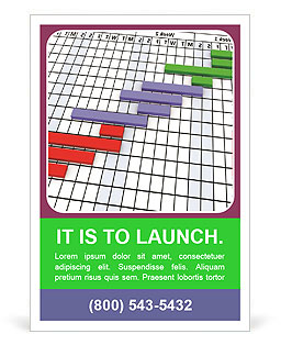 Close-Up 3D Render Of Gantt Progress Chart For Project Tracking Ad Template