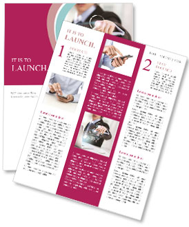 Exploring Technology In Business: A Businessman Interacting With Virtual Interface Featuring Web And Social Media Icons. Newsletter Template