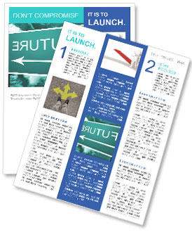 Sky And Sea Blue Directional Road Sign Pointing To The Future Newsletter Template