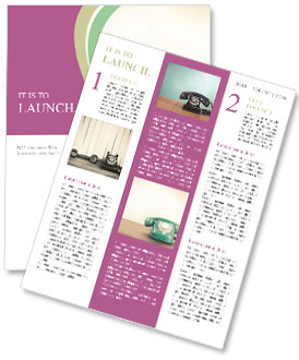 Vintage Rotary Phone Displayed On Wooden Tabletop Newsletter Template