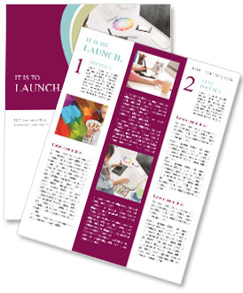 Office Scene: Artist Creating Digital Art On Graphic Tablet From A High Angle View Newsletter Template