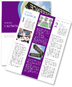 Signpost Displaying Defensive And Tactical Strategies For Offense And Defense. Newsletter Template