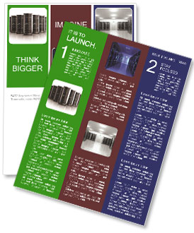 Data Center Network Servers In A Row Isolated On White With Reflection Effect Newsletter Template