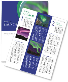 Gorgeous Northern Lights Display With Green Aurora Illuminating The Sky Newsletter Template