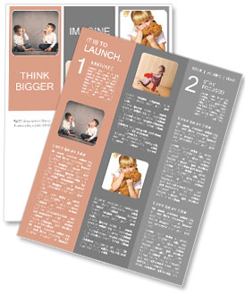 Little boy playing with can phone connected by string Newsletter Template