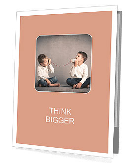 Little boy playing with can phone connected by string Presentation Folder