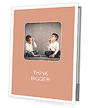 Little boy playing with can phone connected by string Presentation Folder