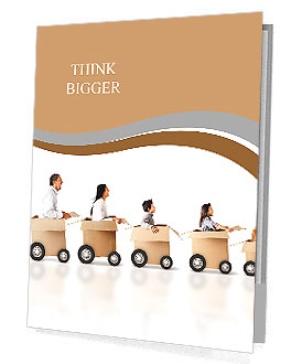 Family in a car made of cardboard box - express delivery Presentation Folder