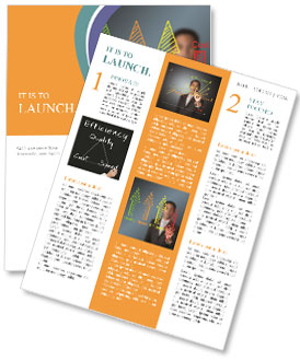 Business man writing industrial product and service Newsletter Template