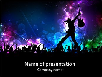 Rock star performing with guitar PowerPoint Template