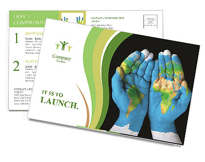 Map painted on hands showing concept of having the world in our hands Postcard Template