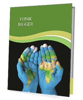 Map painted on hands showing concept of having the world in our hands Presentation Folder