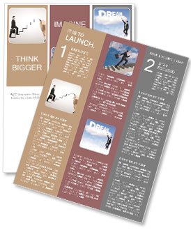 Young man climbs the ladder of success and a virtual career College Newsletter Template