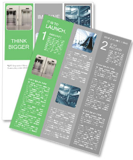 Two images of a modern elevator with opened and closed doors Newsletter Template
