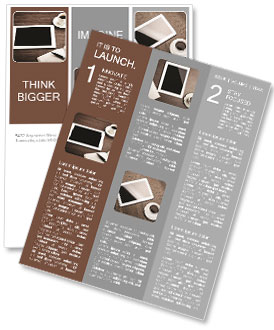 Empty tablet and a cup of coffee on the desk Newsletter Template