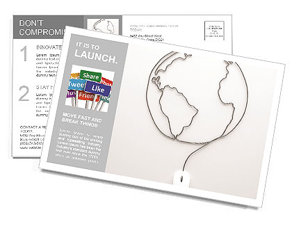 Hand with computer mouse and globe Postcard Template