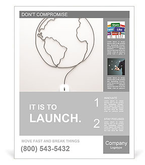 Hand with computer mouse and globe Poster Template