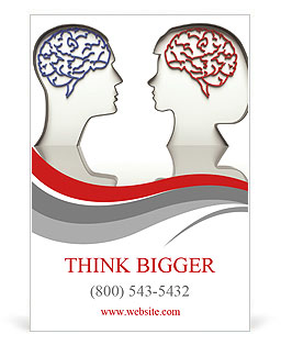 Man and woman faces profiles with brains Ad Template