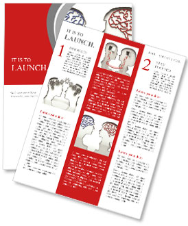 Man and woman faces profiles with brains Newsletter Template