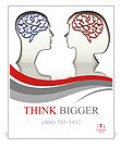 Man and woman faces profiles with brains Poster Template