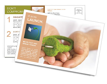 Green Electricity in the hands of Postcard Template