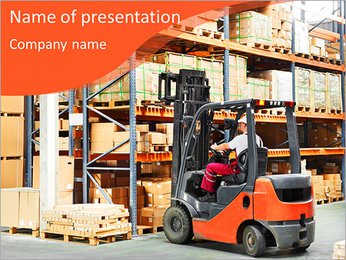 Forklifts in stock PowerPoint Template