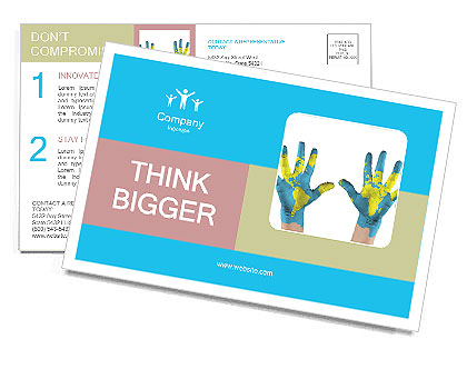 World paints on hands Postcard Template