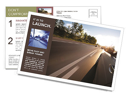Beautiful car traveling at high speed, summer Postcard Template