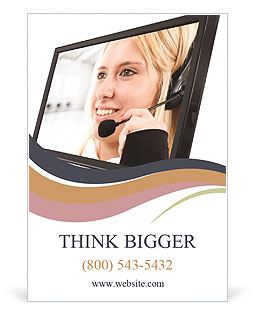 Cute girl smiling with support from the monitor Ad Template