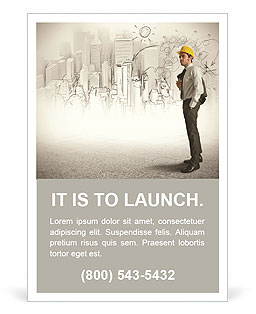 The architect on the background of sketches Ad Template