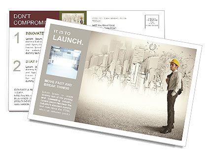 The architect on the background of sketches Postcard Template