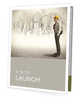 The architect on the background of sketches Presentation Folder