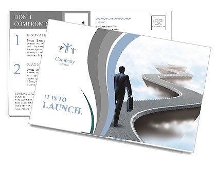 Businessman climbs up the mountain the hard way Postcard Template
