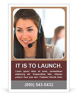 Beautiful girl smiling, working in a support service Ad Template