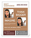Beautiful girl smiling, working in a support service Flyer Template