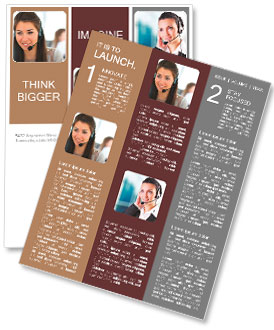 Beautiful girl smiling, working in a support service Newsletter Template