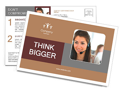 Beautiful girl smiling, working in a support service Postcard Template