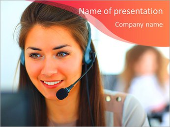 Beautiful girl smiling, working in a support service PowerPoint Template
