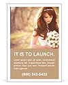 Charming bride looks at the bouquet Ad Template