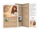 Charming bride looks at the bouquet Brochure Template