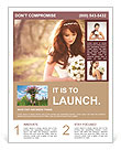 Charming bride looks at the bouquet Flyer Template