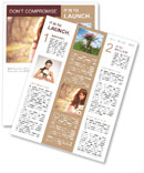 Charming bride looks at the bouquet Newsletter Template
