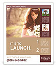 Charming bride looks at the bouquet Poster Template